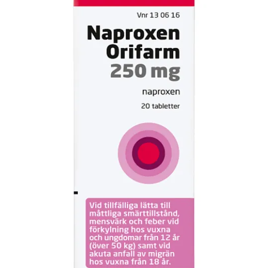 Naproxen Orifarm, tablett 250 mg 20 st