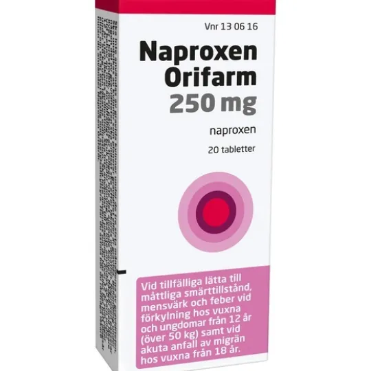 Naproxen Orifarm, tablett 250 mg 20 st