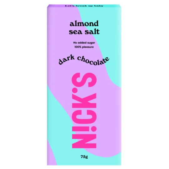 Nicks Dark Chocolate Almond Sea Salt 75 g