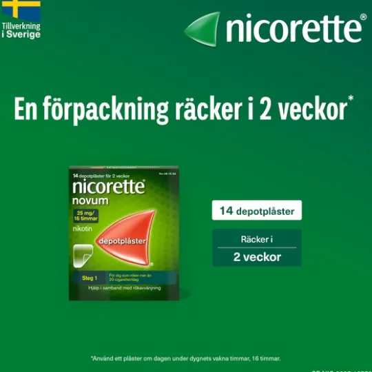 Nicorette Novum, depotplåster 15 mg/16 timmar 14 st