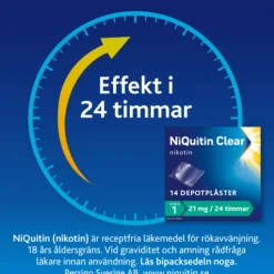 NiQuitin Clear, depotplåster 21 mg/24 timmar 14 st