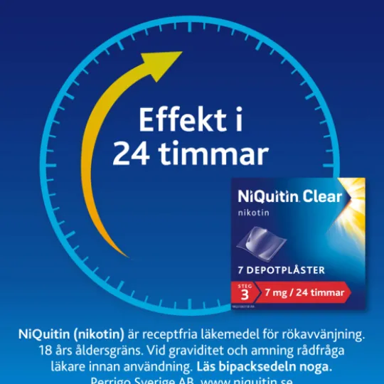 NiQuitin Clear, depotplåster 7 mg/24 timmar 7 st