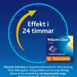 NiQuitin Clear 7 mg/24 timmar 14 styck Depotplåster