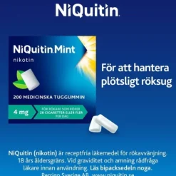 NiQuitin Mentolmint, medicinskt tuggummi 4 mg 200 st