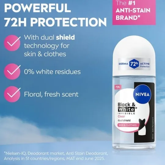 NIVEA Antiperspirant Deo Black & White Original Roll On 50 ml
