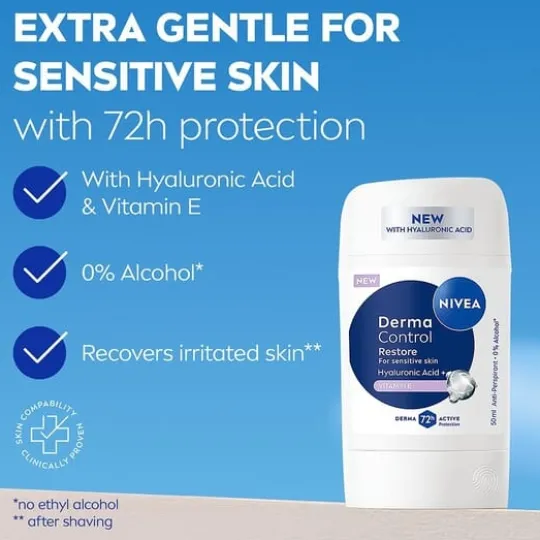 NIVEA Antiperspirant Deo Stick Derma Control Restore Sensitive 50 ml