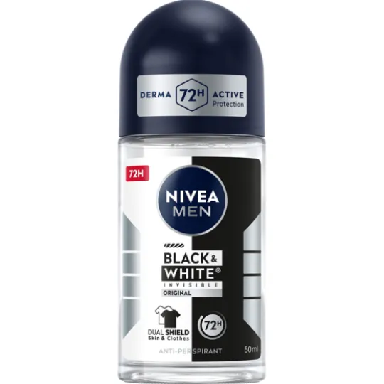 NIVEA MEN Antiperspirant Deo Black & White Original Roll On 50 ml