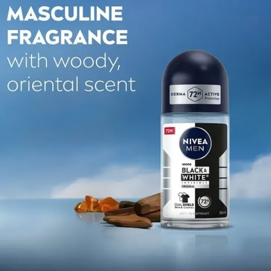 NIVEA MEN Antiperspirant Deo Black & White Original Roll On 50 ml