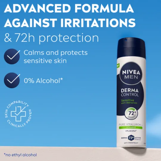 NIVEA MEN Antiperspirant Deo Spray Derma Control Sensitive 150 ml