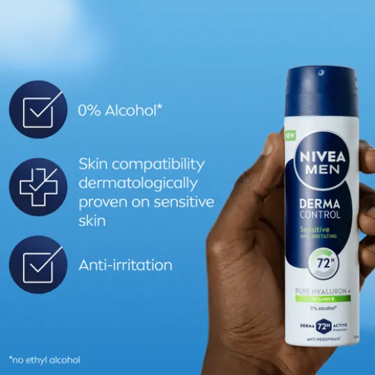 NIVEA MEN Antiperspirant Deo Spray Derma Control Sensitive 150 ml