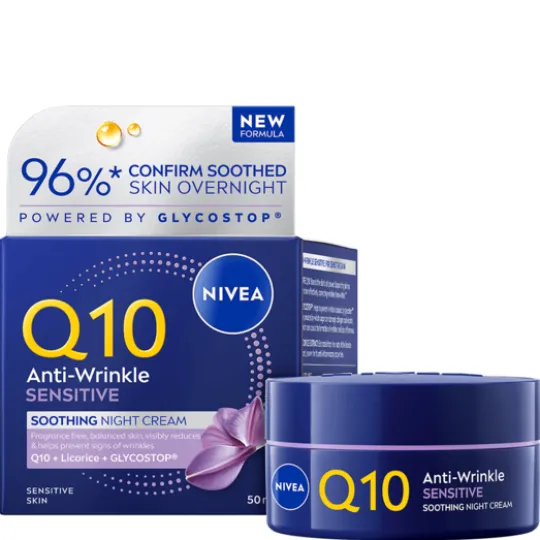 NIVEA Nattkräm Q10 Anti-Wrinkle Sensitive Soothing Night Cream 50 ml