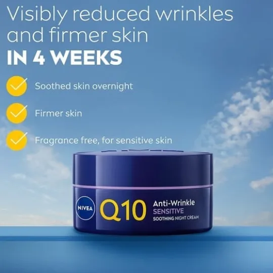 NIVEA Nattkräm Q10 Anti-Wrinkle Sensitive Soothing Night Cream 50 ml