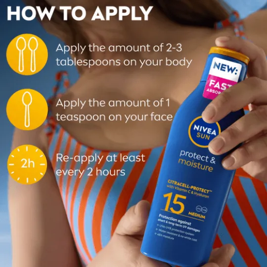 NIVEA SUN Solkräm Protect & Moisture Sun Lotion SPF15 200 ml