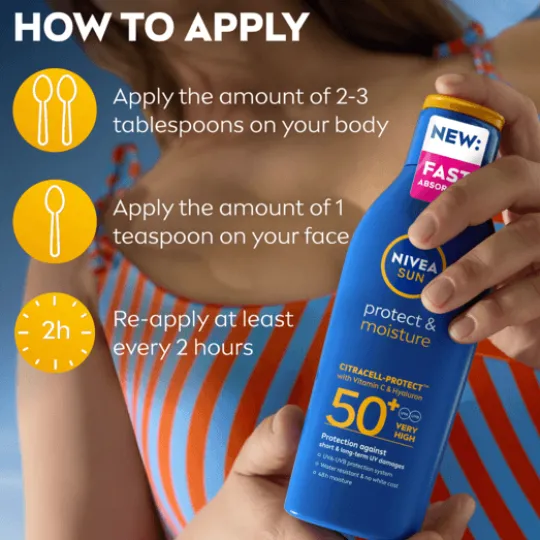 NIVEA SUN Solkräm Protect & Moisture Sun Lotion SPF50+ 200 ml