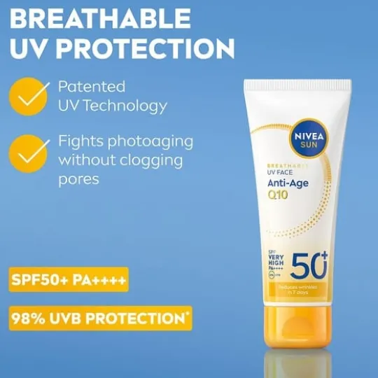 NIVEA SUN Solskydd ansikte UV Face Anti-Age Q10 SPF50+ 40 ml