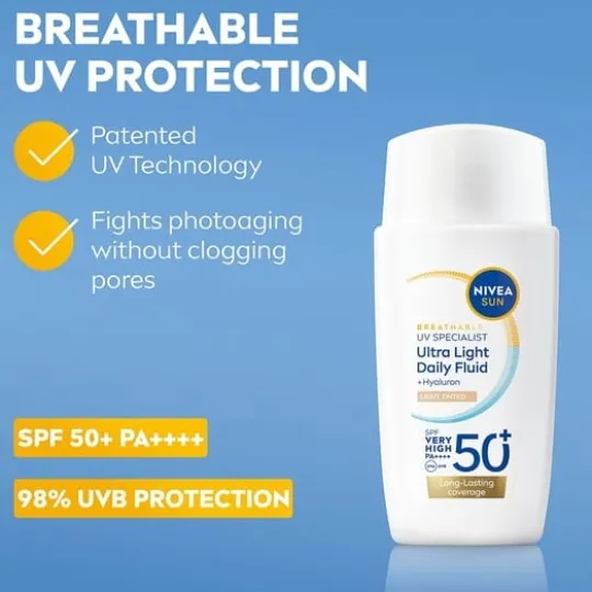 NIVEA SUN UV Face Specialist Ultra Light Daily Fluid, Light Tinted SPF 50+ 40 ml