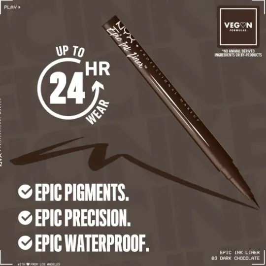 NYX Professional Makeup Epic Ink Waterproof Liquid Eyeliner 03 Dark Chocolate 1 ml