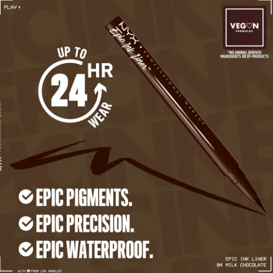NYX Professional Makeup Epic Ink Waterproof Liquid Eyeliner 04 Milk Chocolate 1 ml