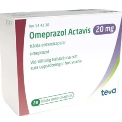 Omeprazol Actavis, enterokapsel, hård 20 mg 28 st