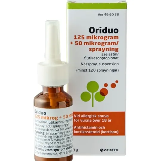 Oriduo nässpray 125 mikrogram + 50 mikrogram/sprayning 120 doser