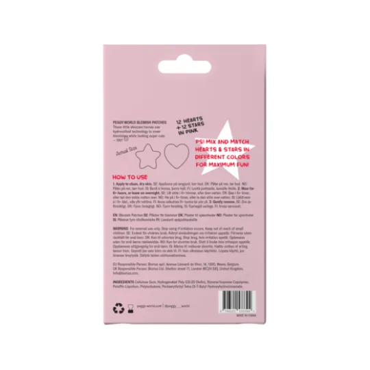 Peggy World Blemish Patches Hearts and Stars Yellow 24 st