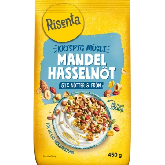 Risenta Krispig Müsli Mandel Hasselnöt 450 g