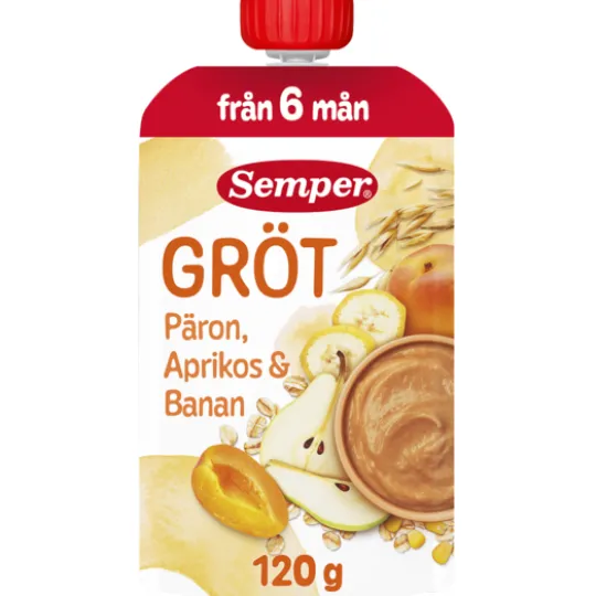 Semper Ätklar Gröt med Päron, Aprikos & Banan 120 g