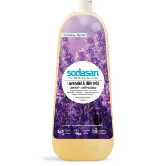Sodasan Lavendel & Oliv Tvål Med Ekologisk Olivolja 1 liter
