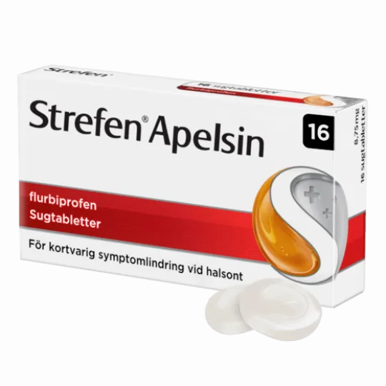 Strefen Flurbiprofen Apelsin Sugtabletter Sockerfri 8,75 mg 16 st