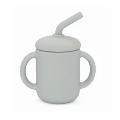 Summerville Mugg med Sugrör Silikon Silver Grey
