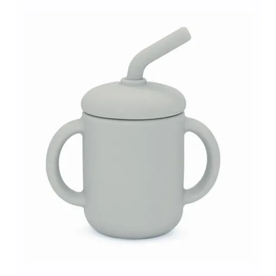 Summerville Mugg med Sugrör Silikon Silver Grey