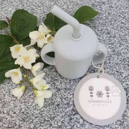 Summerville Mugg med Sugrör Silikon Silver Grey