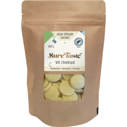 Sure Taste Chokladpellets Vit 300 g