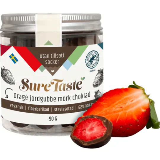 Sure Taste Drage Jordgubbe Mörk Choklad 90 g