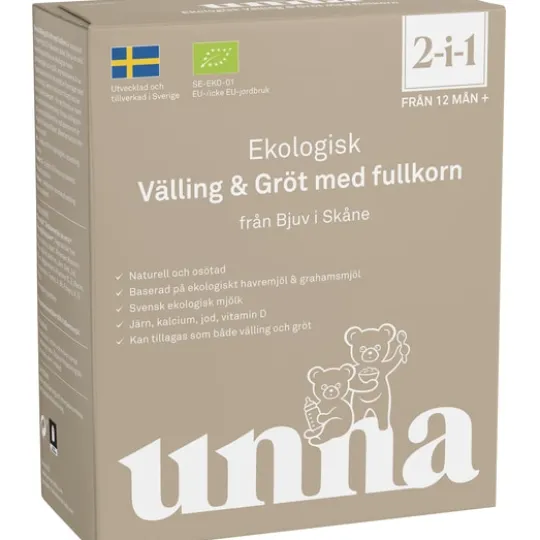 Unna Välling-gröt med fullkorn från 12 månader naturell och osötad 300 g