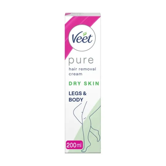 Veet Pure Hårborttagningskräm Ben & Kropp Torr Hud 200 ml