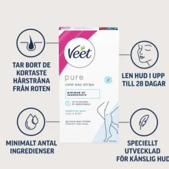Veet Pure Wax Strips Ben & Kropp Känslig Hud 20 st