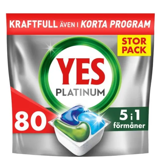 YES Platinum All In One Maskindisktabletter 80 st