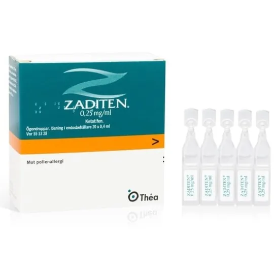 Zaditen, ögondroppar, lösning i endosbehållare 0,25 mg/ml 20 x 0,4 ml