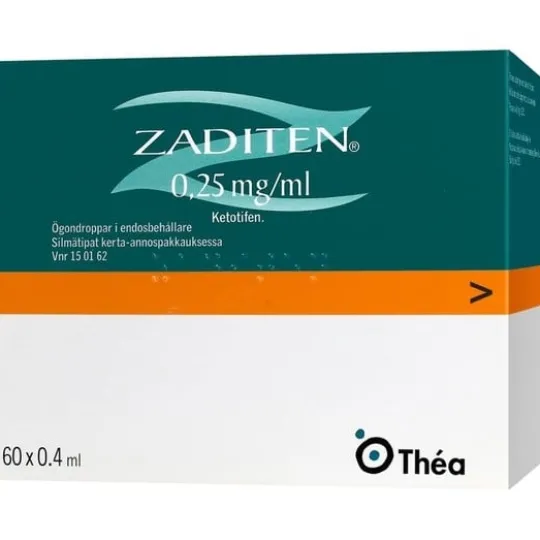 Zaditen, ögondroppar, lösning i endosbehållare 0,25 mg/ml 60 x 0,4 ml